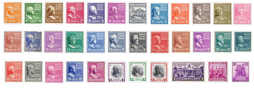 1938 US Postage Stamps