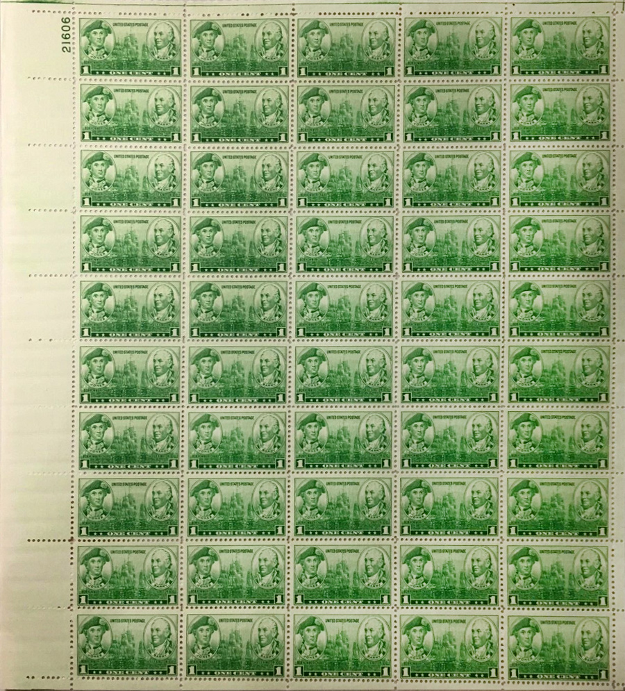 US stamp 790 sheet